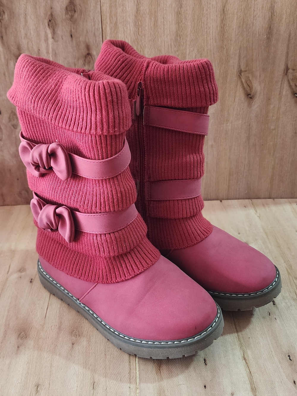 Dream Pairs Red Knit Cuff Faux Fur Lined Boot Size 2
